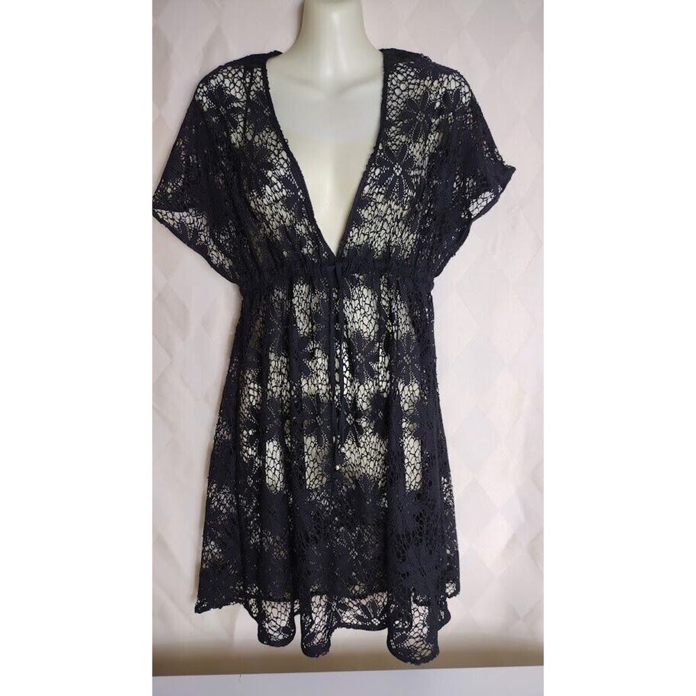 Accessorize‎ Brand Lace Swimsuit Coverup, Black, Sz L